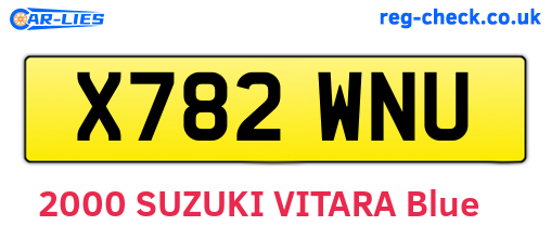 X782WNU are the vehicle registration plates.