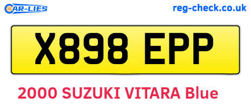X898EPP are the vehicle registration plates.