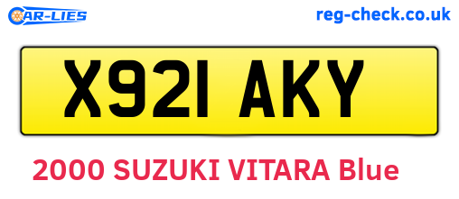 X921AKY are the vehicle registration plates.