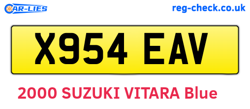 X954EAV are the vehicle registration plates.