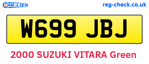 W699JBJ are the vehicle registration plates.