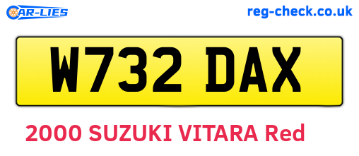 W732DAX are the vehicle registration plates.