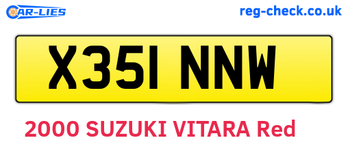 X351NNW are the vehicle registration plates.