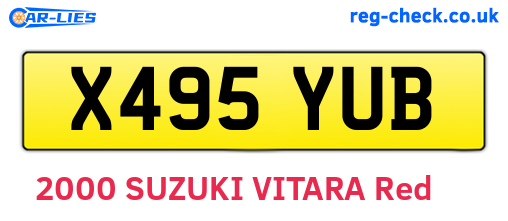 X495YUB are the vehicle registration plates.