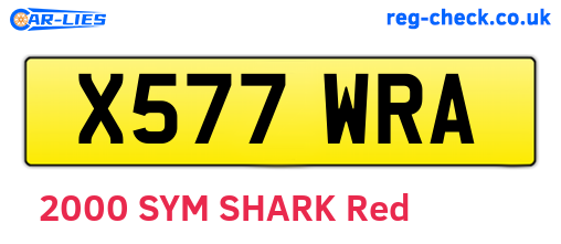 X577WRA are the vehicle registration plates.