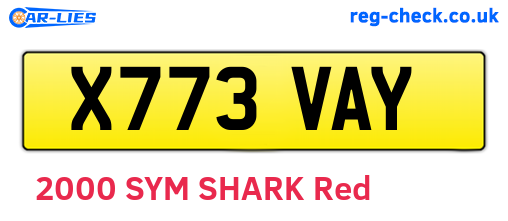 X773VAY are the vehicle registration plates.