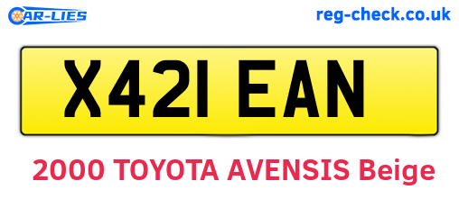 X421EAN are the vehicle registration plates.