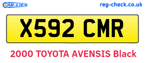 X592CMR are the vehicle registration plates.