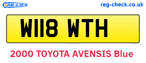 W118WTH are the vehicle registration plates.