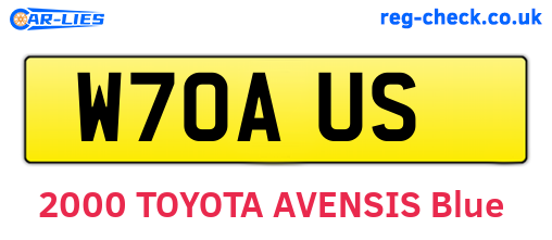 W70AUS are the vehicle registration plates.