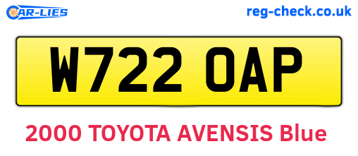 W722OAP are the vehicle registration plates.