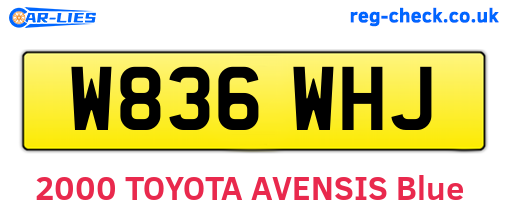 W836WHJ are the vehicle registration plates.