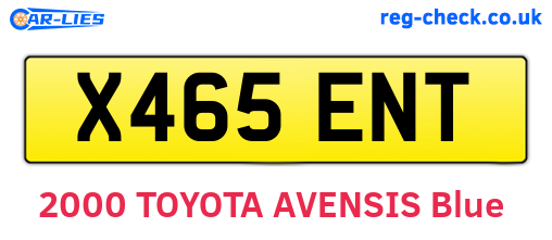 X465ENT are the vehicle registration plates.