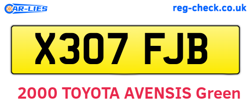 X307FJB are the vehicle registration plates.