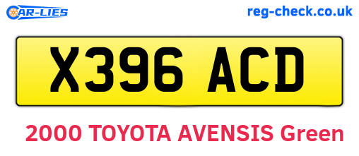 X396ACD are the vehicle registration plates.