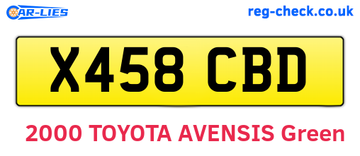 X458CBD are the vehicle registration plates.