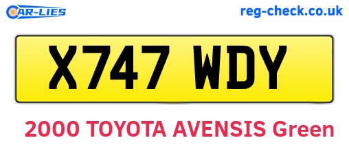 X747WDY are the vehicle registration plates.