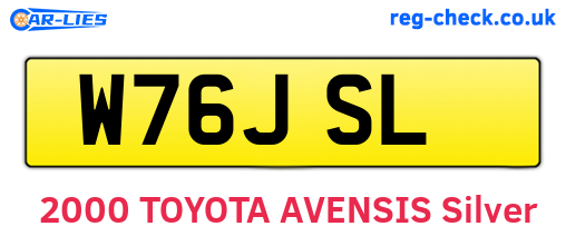 W76JSL are the vehicle registration plates.