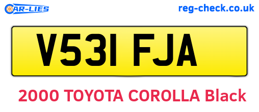 V531FJA are the vehicle registration plates.