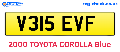 V315EVF are the vehicle registration plates.