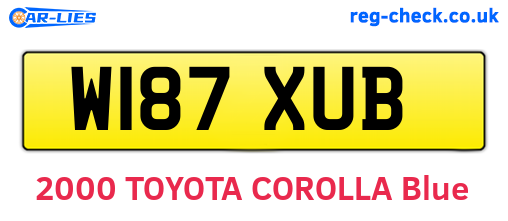 W187XUB are the vehicle registration plates.