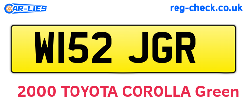 W152JGR are the vehicle registration plates.