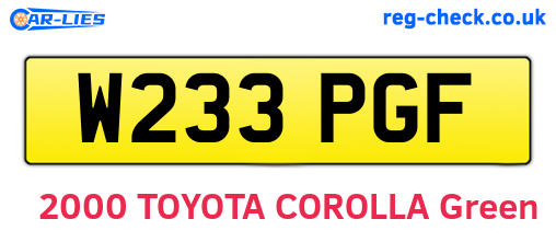 W233PGF are the vehicle registration plates.