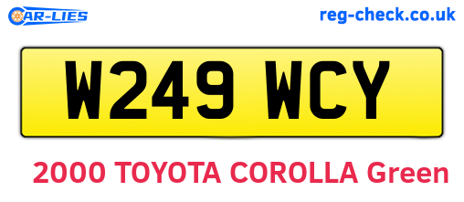 W249WCY are the vehicle registration plates.