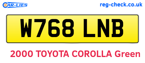 W768LNB are the vehicle registration plates.