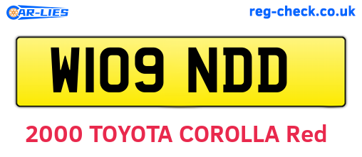 W109NDD are the vehicle registration plates.