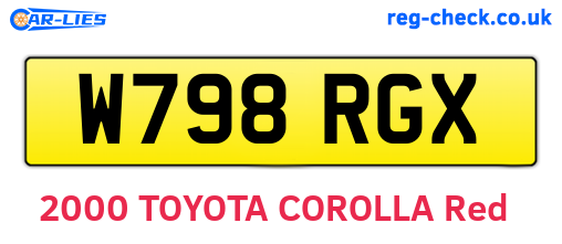 W798RGX are the vehicle registration plates.