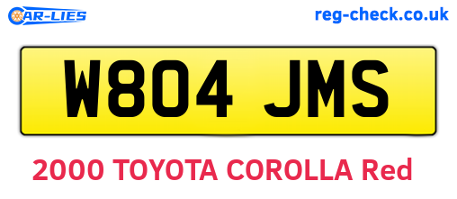W804JMS are the vehicle registration plates.