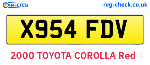 X954FDV are the vehicle registration plates.