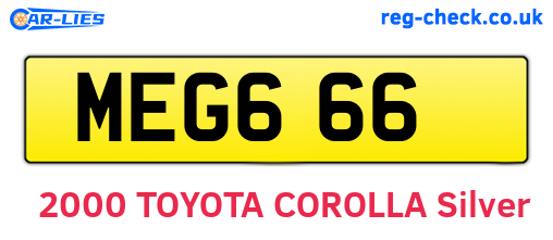 MEG666 are the vehicle registration plates.