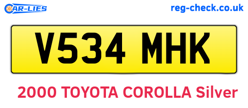 V534MHK are the vehicle registration plates.