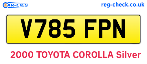 V785FPN are the vehicle registration plates.