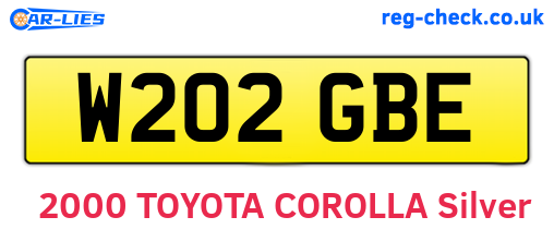 W202GBE are the vehicle registration plates.
