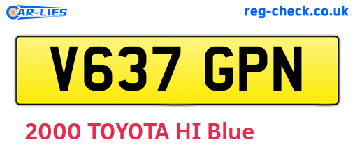 V637GPN are the vehicle registration plates.