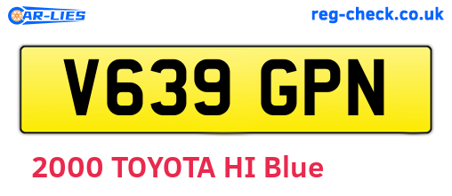 V639GPN are the vehicle registration plates.