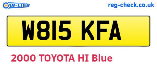 W815KFA are the vehicle registration plates.