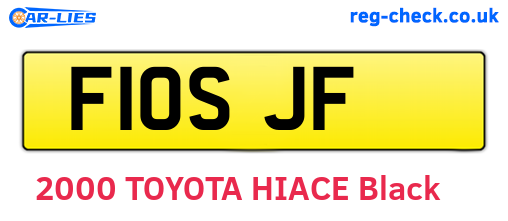 F10SJF are the vehicle registration plates.