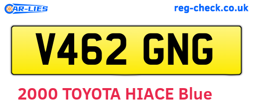 V462GNG are the vehicle registration plates.