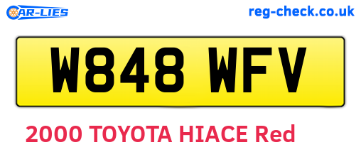 W848WFV are the vehicle registration plates.