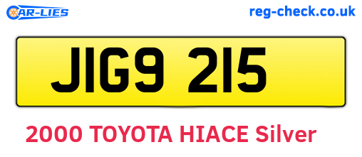 JIG9215 are the vehicle registration plates.