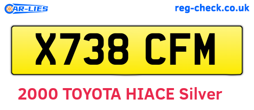 X738CFM are the vehicle registration plates.