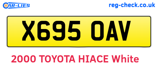 X695OAV are the vehicle registration plates.
