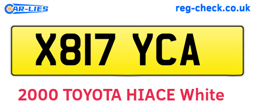 X817YCA are the vehicle registration plates.