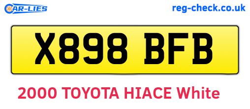 X898BFB are the vehicle registration plates.