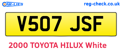 V507JSF are the vehicle registration plates.