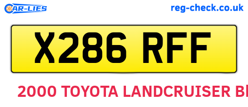 X286RFF are the vehicle registration plates.